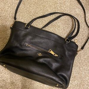 Black leather crossbody purse. Gently used. Yes it’s REAL
